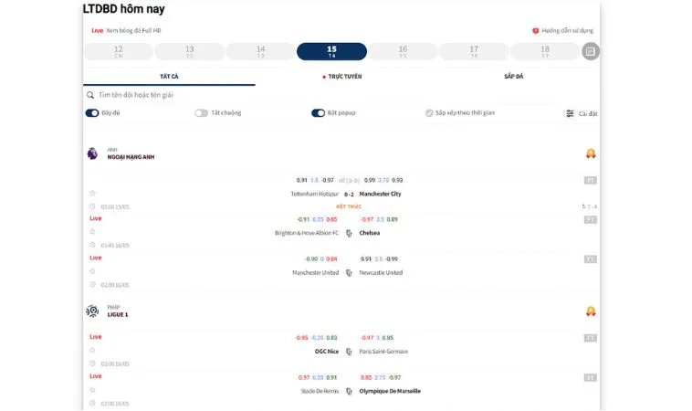 Lịch thi đấu bóng đá hôm nay cập nhật nhanh chóng, đầy đủ Lịch thi đấu bóng đá hôm nay cập nhật nhanh chóng, đầy đủ
